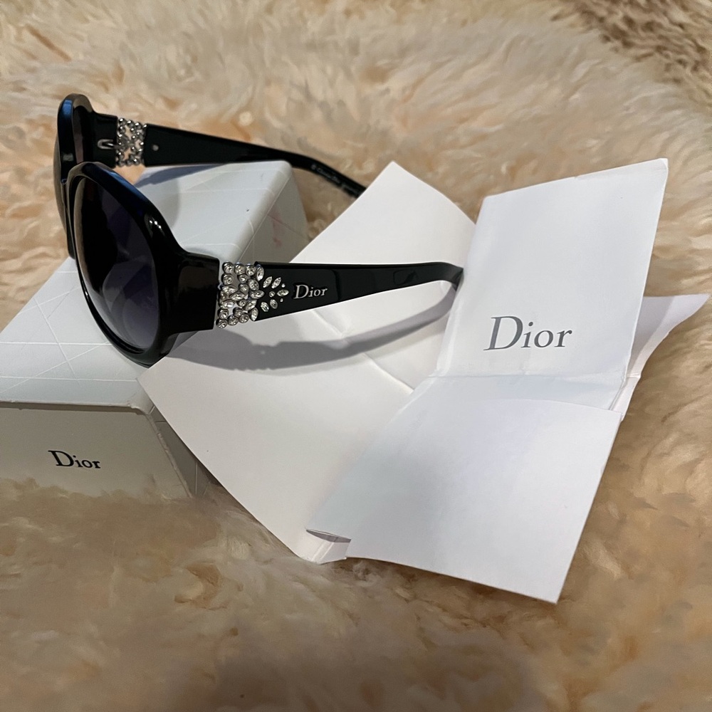 Dior Black Sunglasses with Crystal Accents - Picture 5 of 12
